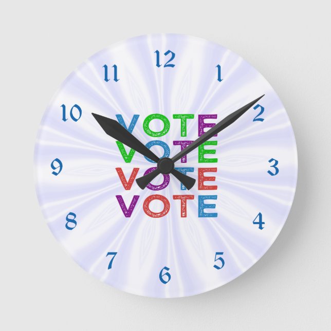 Multi-coloured VOTE Round Clock (Front)