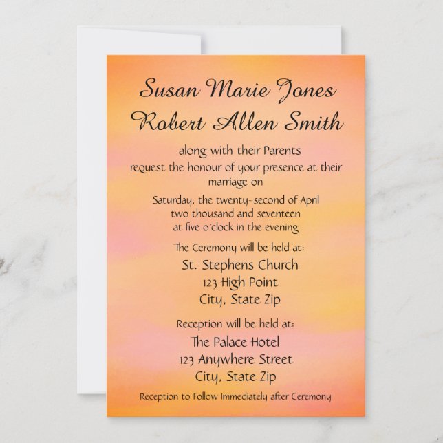 Multi-Coloured Wedding Invitation (Front)