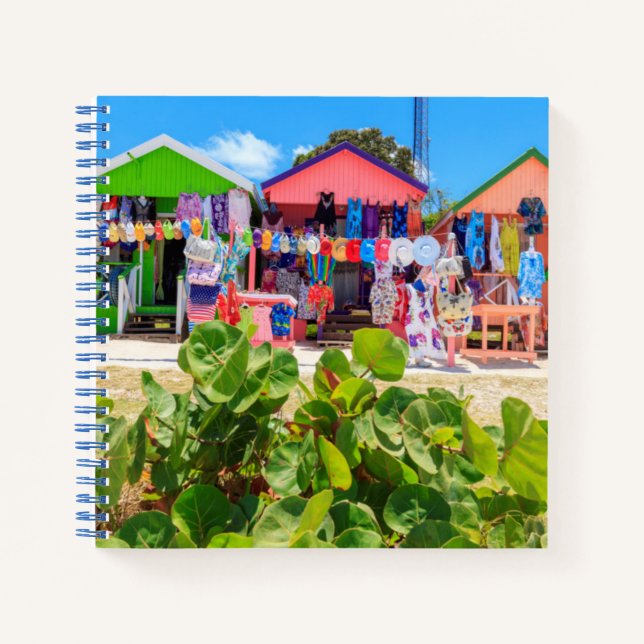 Multi Coloured Wood Cottages | Long Bay Beach Notebook (Front)