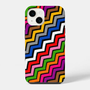 Multi Coloured Zigzag Chevron Black Design iPhone 14 Case