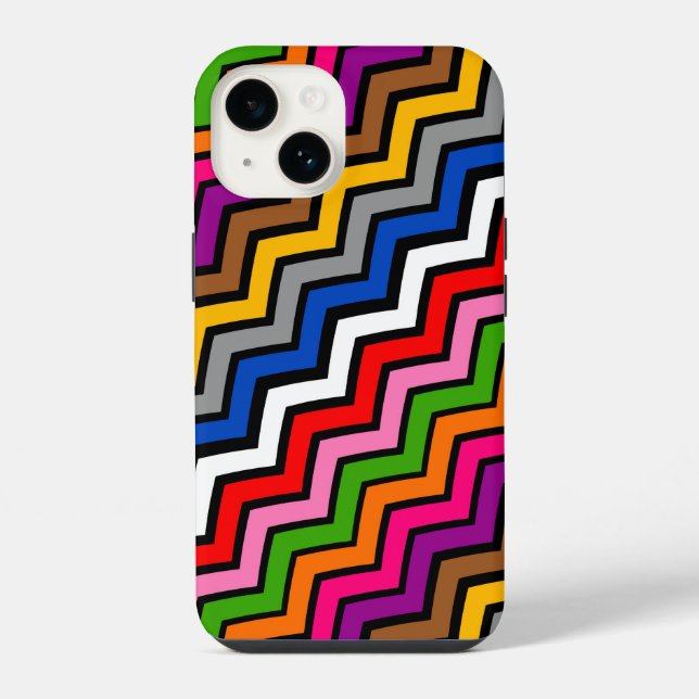 Multi Coloured Zigzag Chevron Black Design  iPhone Case (Back)
