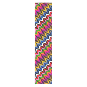Multi Coloured Zigzag Chevron Black Design Short Table Runner