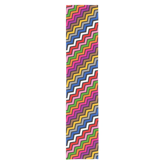 Multi Coloured Zigzag Chevron Black Design  Short Table Runner (Front)