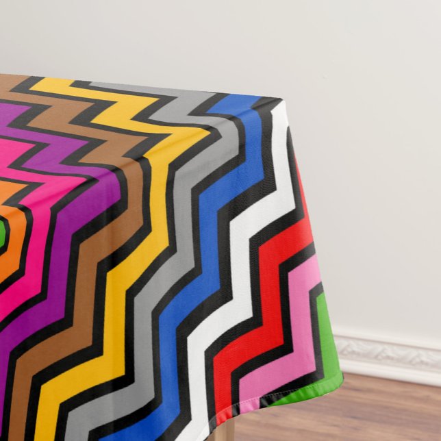 Multi Coloured Zigzag Chevron Black Design  Tablecloth (Creator Uploaded)