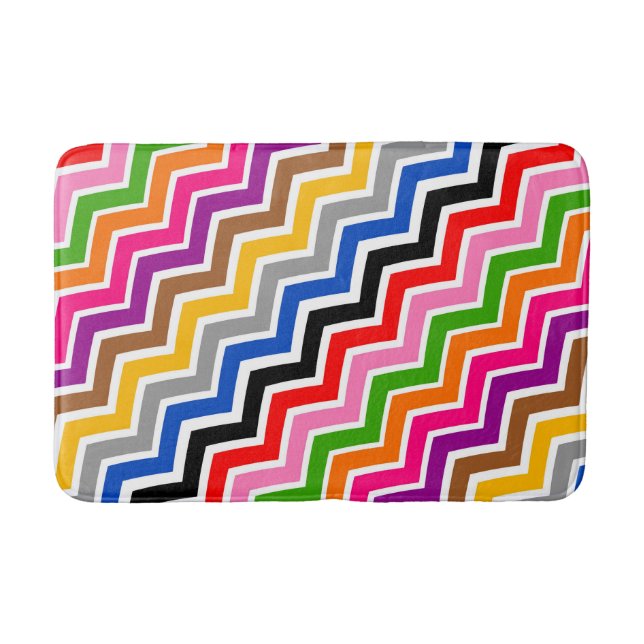 Multi Coloured Zigzag Chevron Pattern Design  Bath Mat (Front)