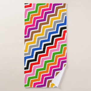 Multi Coloured Zigzag Chevron Pattern Design Bath Towel