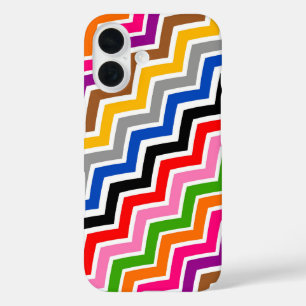 Multi Coloured Zigzag Chevron Pattern Design iPhone 16 Case