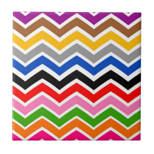 Multi Coloured Zigzag Chevron Pattern Design  Ceramic Tile