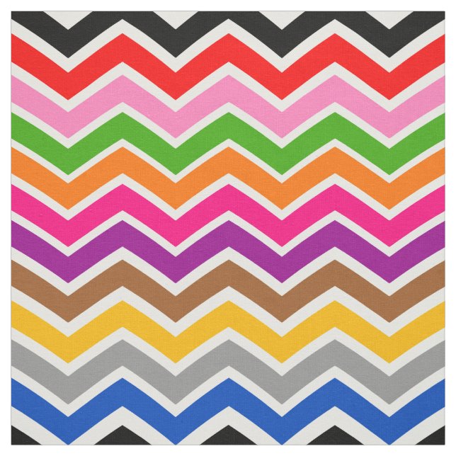 Multi Coloured Zigzag Chevron Pattern Design  Fabric (Swatch)