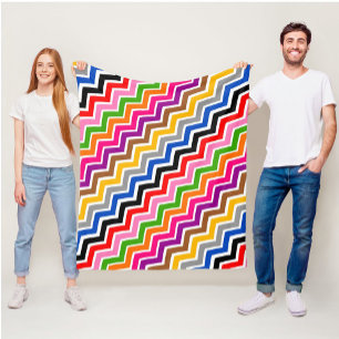 Multi Coloured Zigzag Chevron Pattern Design  Fleece Blanket
