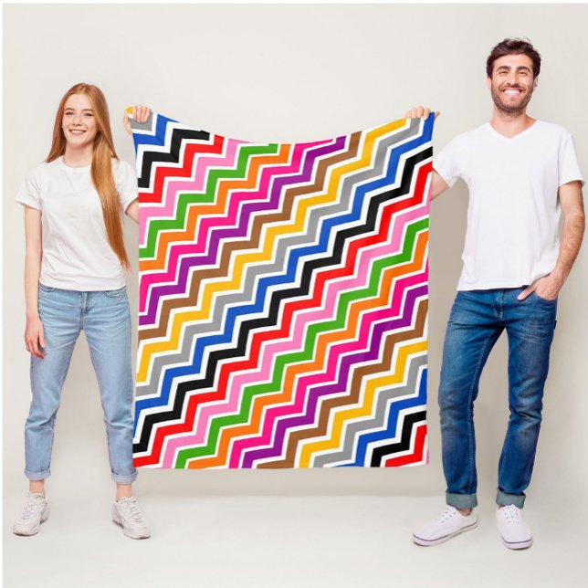 Multi Coloured Zigzag Chevron Pattern Design  Fleece Blanket (Creator Uploaded)