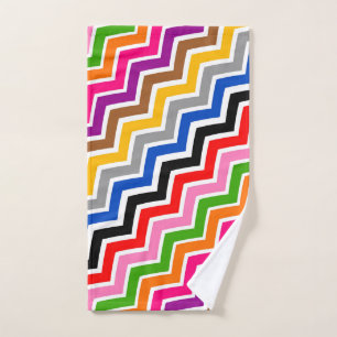 Multi Coloured Zigzag Chevron Pattern Design Hand Towel