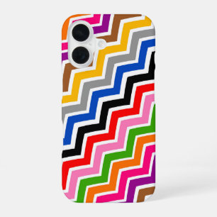Multi Coloured Zigzag Chevron Pattern Design iPhone 16 Case