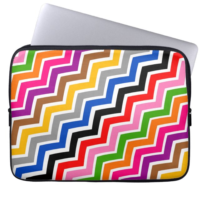 Multi Coloured Zigzag Chevron Pattern Design  Laptop Sleeve (Front)