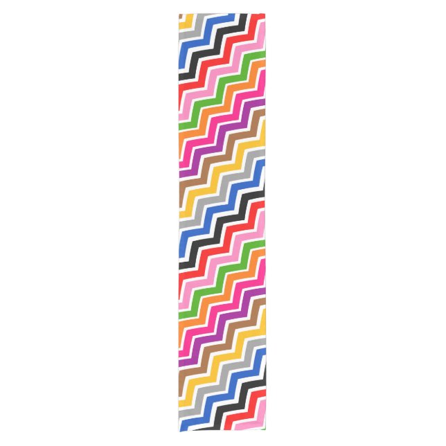 Multi Coloured Zigzag Chevron Pattern Design  Short Table Runner (Front)