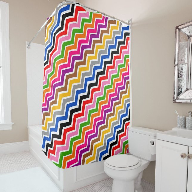 Multi Coloured Zigzag Chevron Pattern Design  Shower Curtain (Creator Uploaded)