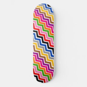 Multi Coloured Zigzag Chevron Pattern Design Skateboard