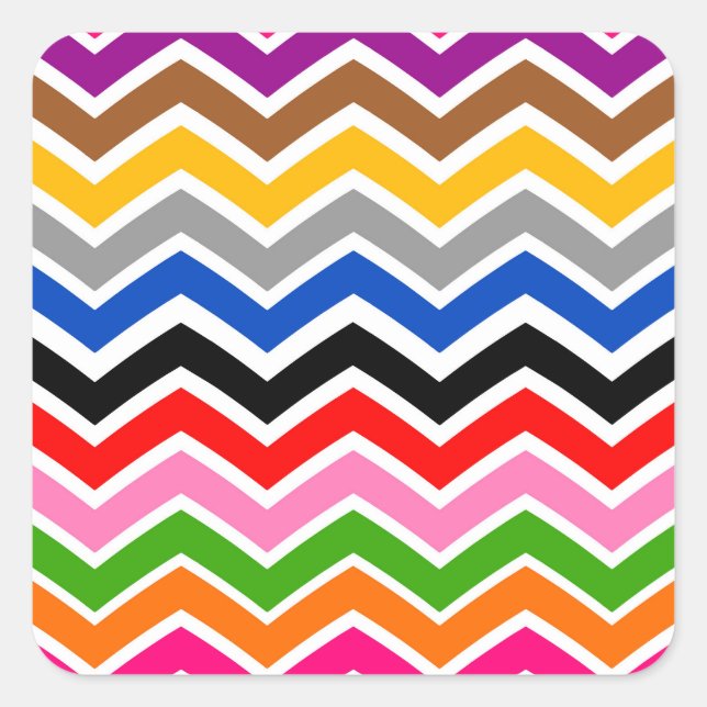 Multi Coloured Zigzag Chevron Pattern Design  Square Sticker (Front)