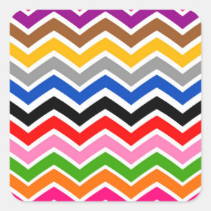 Multi Coloured Zigzag Chevron Pattern Design Square Sticker