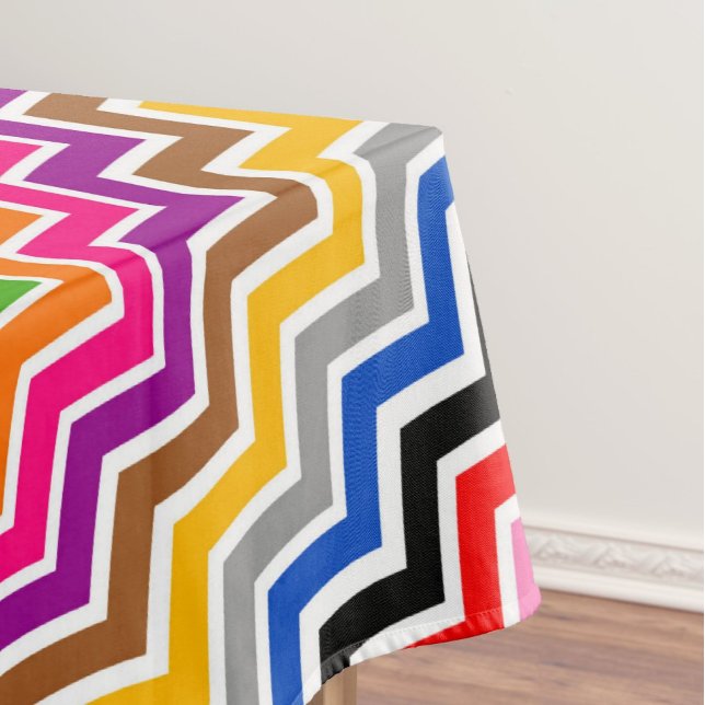 Multi Coloured Zigzag Chevron Pattern Design  Tablecloth (Creator Uploaded)