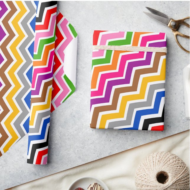 Multi Coloured Zigzag Chevron Pattern Design  Wrapping Paper (Creator Uploaded)