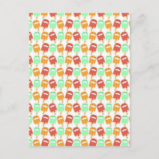 Multi -colourful Ice Cream with Moustaches Postcard