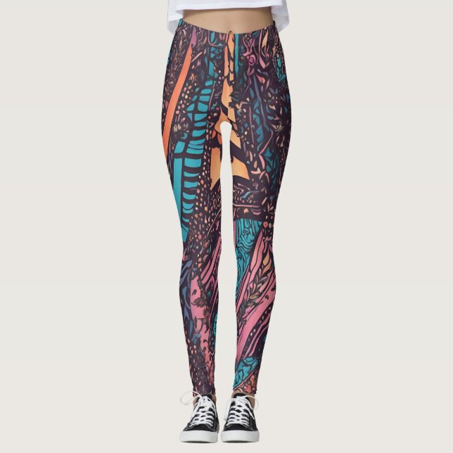Multi-Colourful Patterned Leggings (Front)