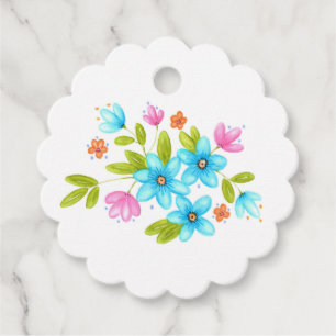 Multi Colourful Watercolor Bouquet Favour Tags