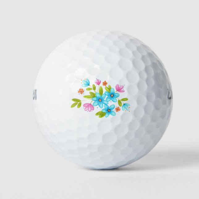 Multi Colourful Watercolor Bouquet Golf Balls (Front)