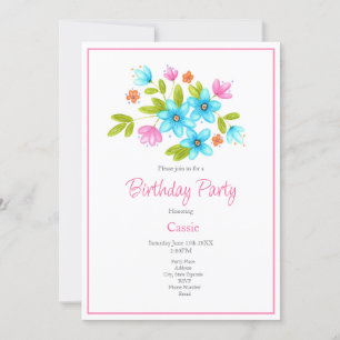 Multi Colourful Watercolor Bouquet Invitation