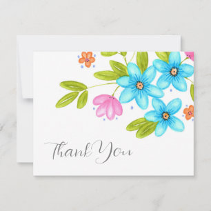 Multi Colourful Watercolor Bouquet Thank You Card