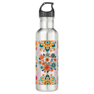 Multi-Colours Flower Pots Pattern - Pink 710 Ml Water Bottle