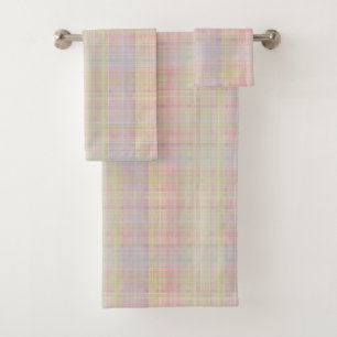 Multi-colours Pastel Glen Plaid Bath Towel Set