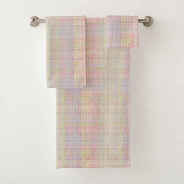 Multi-colours Pastel Glen Plaid Bath Towel Set (Insitu)