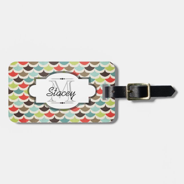 Multi Colours Scalloped Luggage Tag (Front Horizontal)
