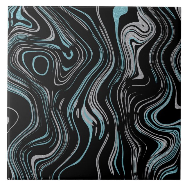 Multi colours swirled faux marble ceramic tile (Front)