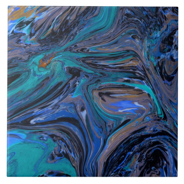 Multi colours swirled faux marble pattern ceramic tile (Front)