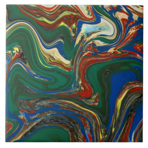 Multi colours swirled faux marble pattern ceramic tile