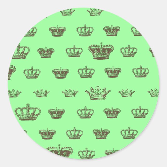 Multi Crown design - choose bkgd colour Classic Round Sticker (Front)