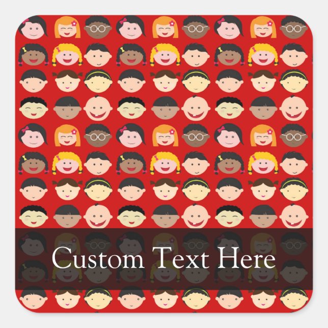 Multi-Cultural Children Square Sticker (Front)