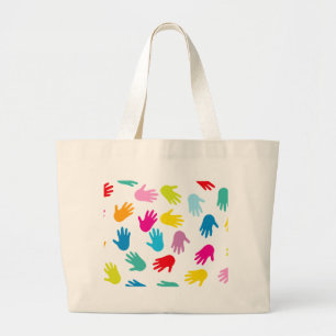 Multi Cultural Colourful Hands Large Tote Bag