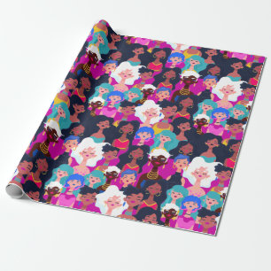 Multi-Cultural Women Colourful Pattern Wrapping Paper