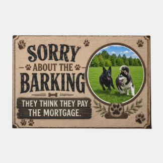 Multi Dog "sorry about the barking" personalised Doormat