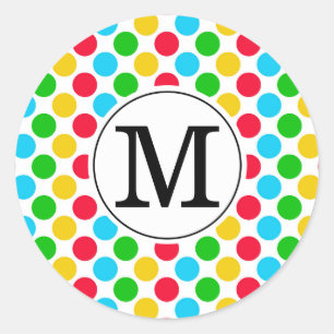 Multi Dot Custom Monogrammed Golf Colourful Sticke Classic Round Sticker
