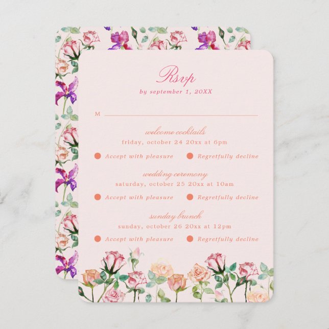 Multi Event Boho Chic Maximalist RSVP Card (Front/Back)