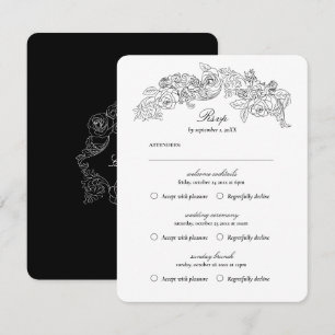 Multi Event Vintage Black Romantic RSVP Card