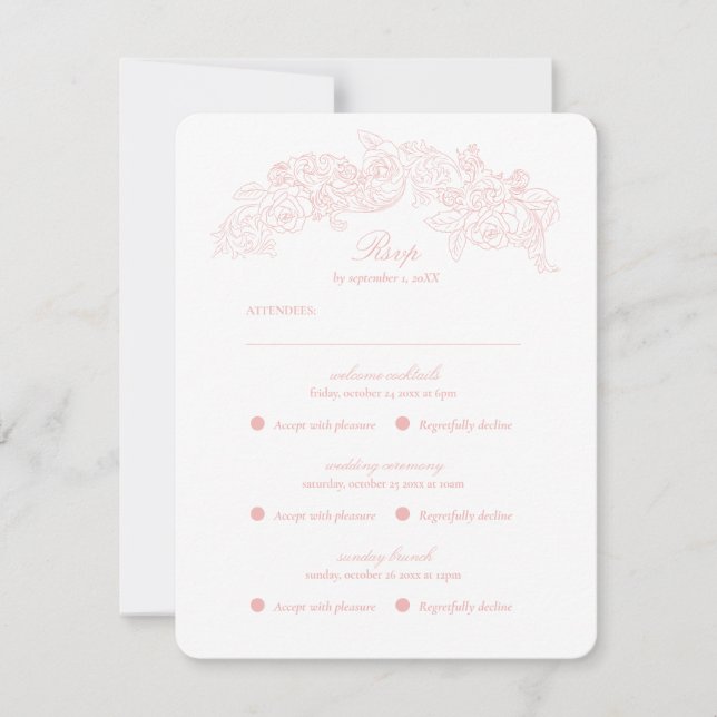 Multi Event Vintage Pink Romantic RSVP Card (Front)
