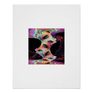 Multi-Eyed Psychedelic Face Trippy Poster