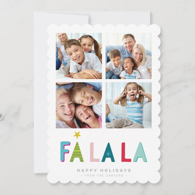 MULTI FAMILY PHOTO bright colourful dabs fa la la Announcement (Front)