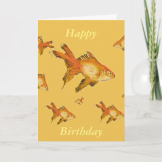 multi fancy goldfish happy birthday card